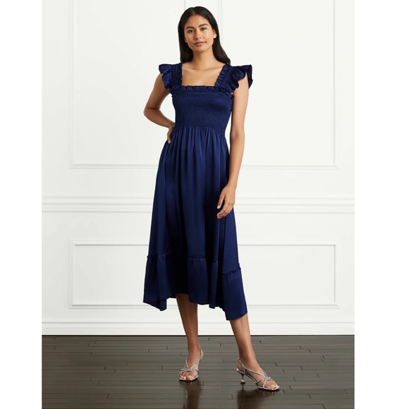 Hill House | Dresses | Hill House Home Navy Blue Silk Ellie Nap Midi ...